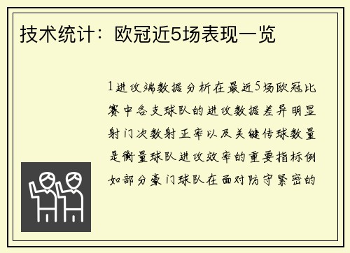 技术统计：欧冠近5场表现一览